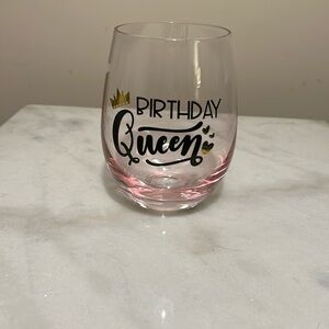 NWT Stemless Birthday Queen Wine Glass